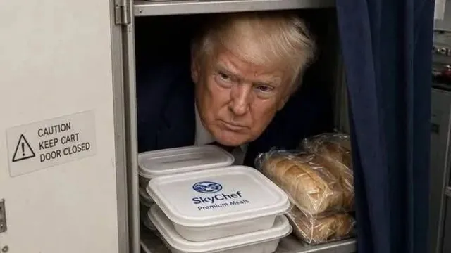 Donald Trump Hiding In Catering Truck / Cart meme card