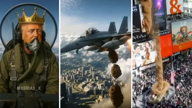 Donald Trump "No Kings" AI Poop Jet Video meme card
