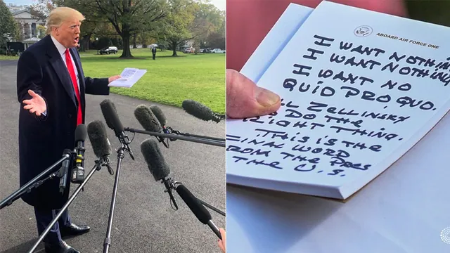 Donald Trump's "I Want Nothing" Note meme card