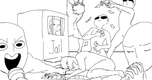 Carte meme Draw the Squad Playing Monopoly