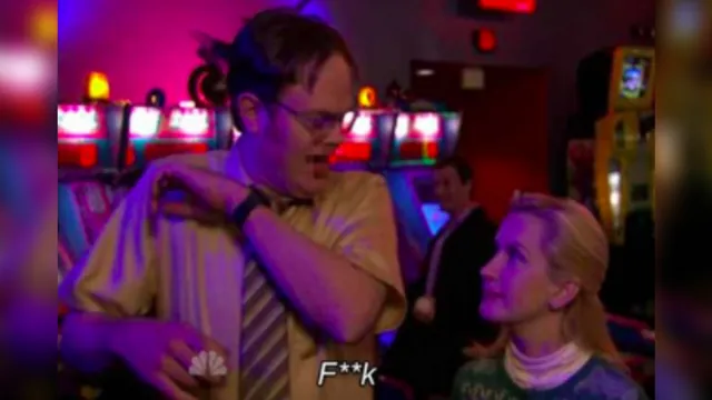 Dwight "Fuck" / Angela Scares Dwight meme card