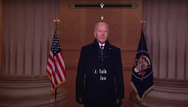 Elder Scrolls NPC Joe Biden meme card