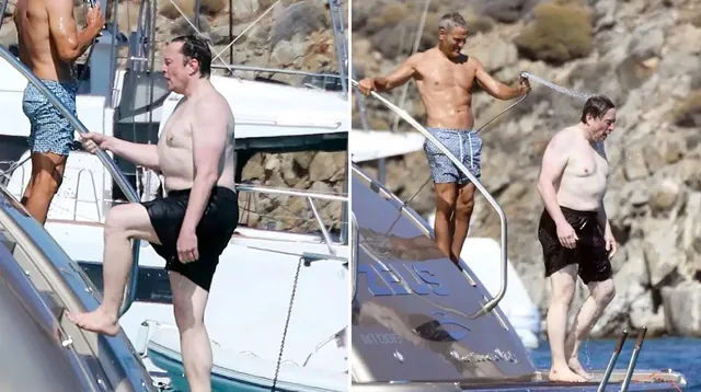 Elon Musk Shirtless on a Yacht in Mykonos meme card