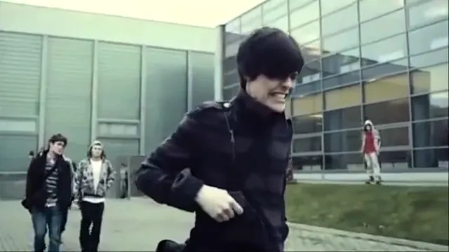 Emo Kid Clutching Gun / Holding Back meme card