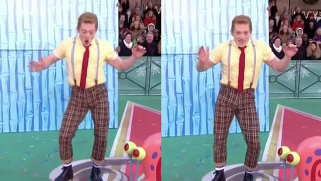 Ethan Slater Dancing as SpongeBob meme card