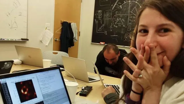 Excited Katie Bouman meme card