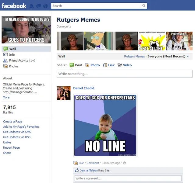 Carte meme Facebook University Meme Pages
