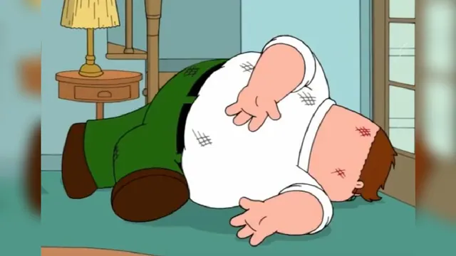 Family Guy Death Pose / Peter Falls Down The Stairs meme card