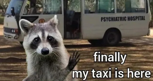 Carte meme Finally My Taxi Is Here / GTG My Bus Is Here