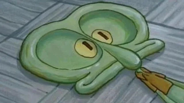 Flat / Squished Squidward Face meme card