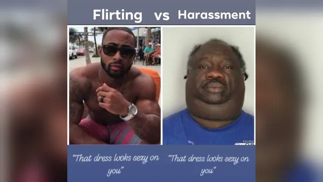 Flirting vs. Harassment meme card