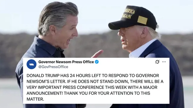 Gavin Newsom's Press Office Copying Trump meme card