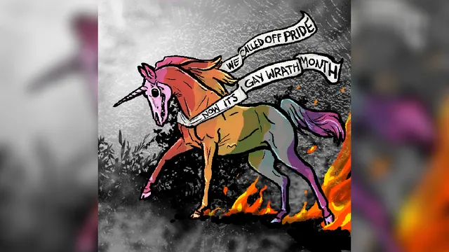Gay Wrath Month meme card