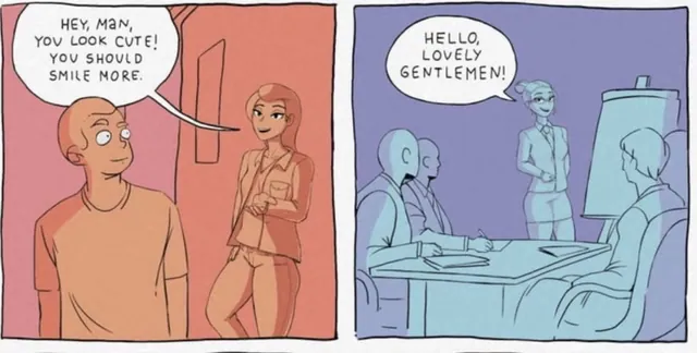 Gender-reversed 'Polite' Compliments Comic meme card