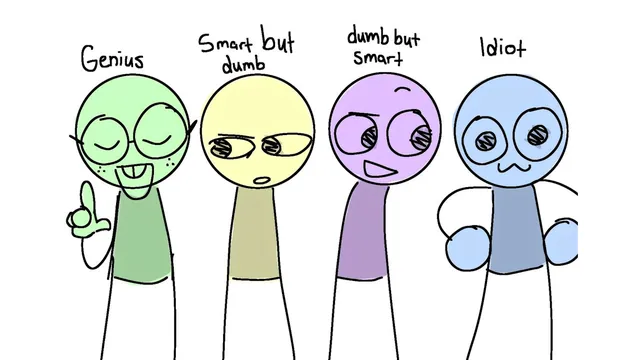 Genius, Smart but Dumb, Dumb but Smart, Idiot meme card