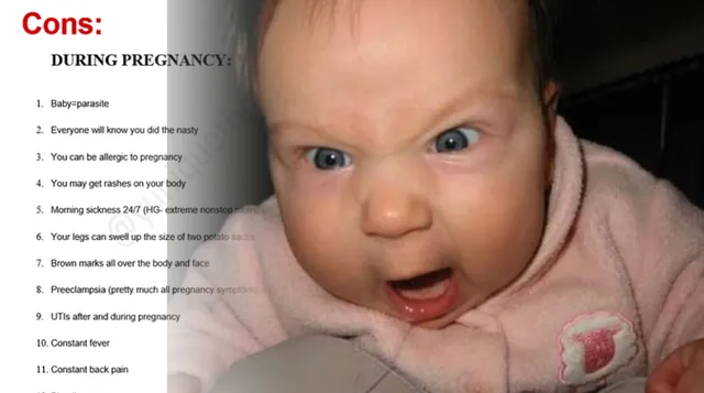 Girl With The List / Pregnancy Cons List meme card
