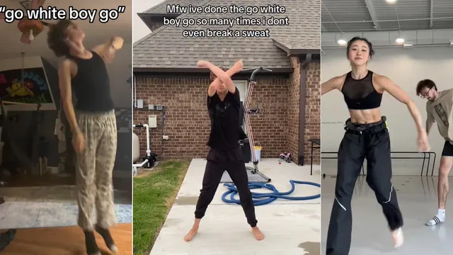 Go White Boy Go Dance meme card