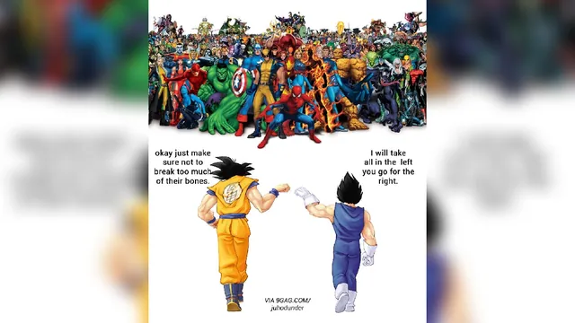 Goku and Vegeta Fist Bump / Make Sure Not To Break Too Much Of Their Bones meme card