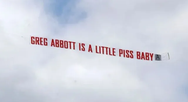 Greg Abbott Is a Little Piss Baby meme card