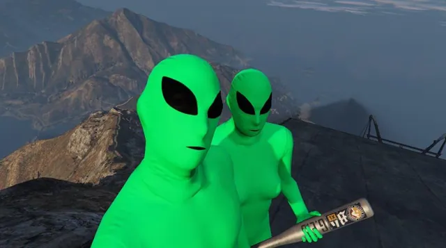 Carte meme GTA Online Green and Purple Alien Gang War