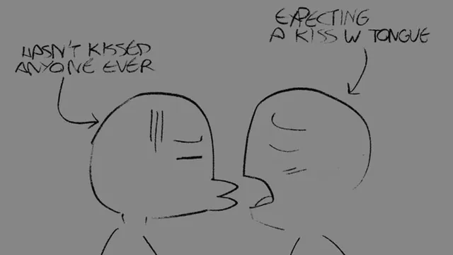 Has Never Kissed Anyone Before / Expecting Tongue meme card