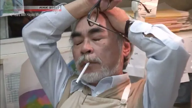 Hayao Miyazaki Looking Stressed meme card