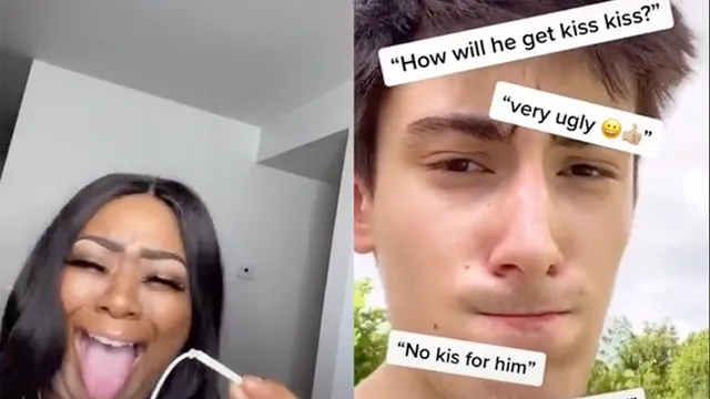 He Has No Lips! How Will He Get A Kiss Kiss? meme card