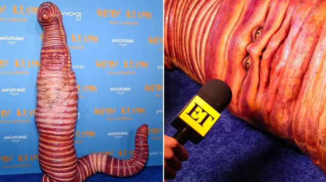 Heidi Klum's Worm Costume meme card