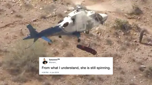 Helicopter Lady Rescue meme card