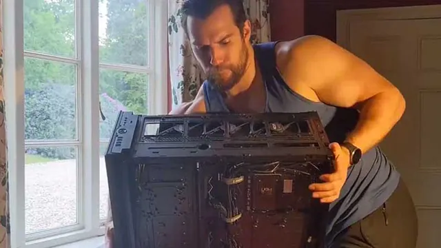 Henry Cavill Building Gaming PC meme card