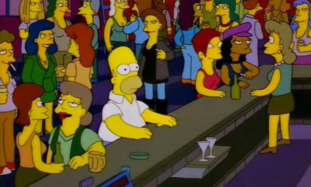 Homer Simpson in a Lesbian Bar meme card