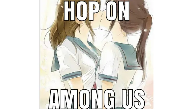 Hop On Among Us meme card