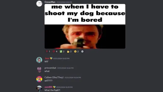 Horrified Discord Reactions meme card