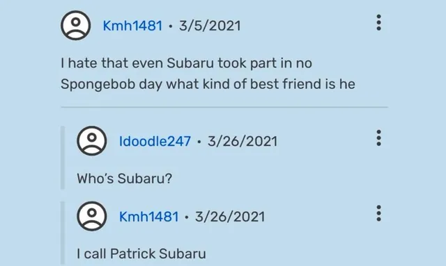 I Call Patrick Subaru meme card