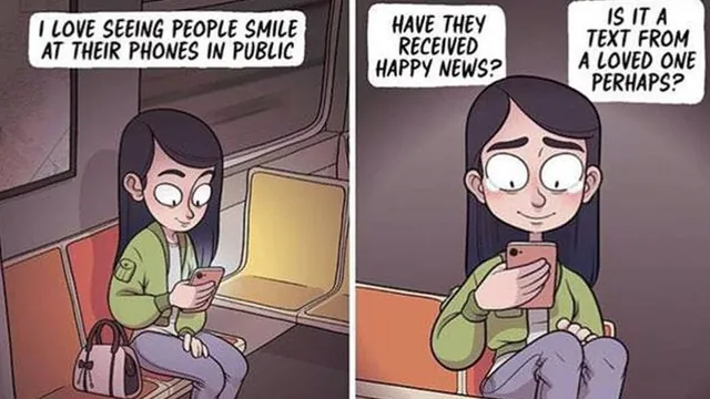 I Love Seeing People Smile at Their Phones in Public meme card