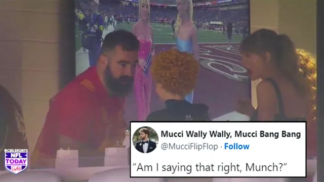 Carte meme Ice Spice, Jason Kelce and Taylor Swift Chatting