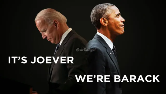 It's Joever / We're Barack meme card