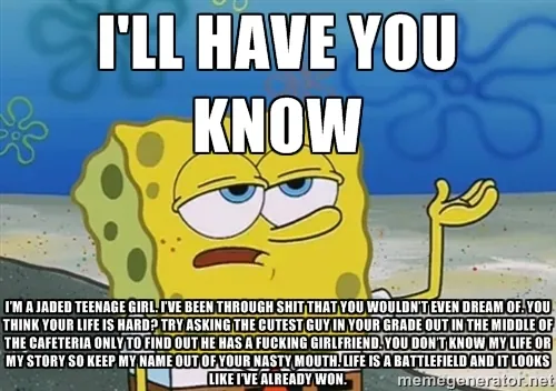 Jaded Teenage Girl meme card