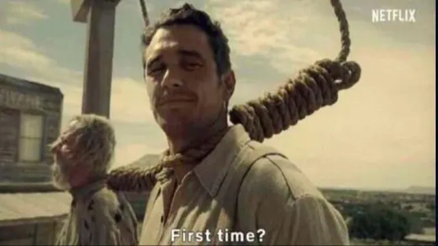 James Franco "First Time?" meme card