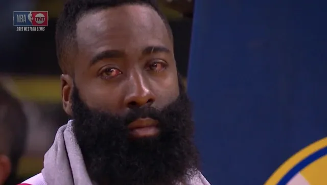 James Harden's Red Eyes meme card
