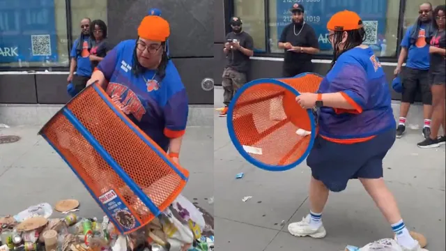 JPMorgan Executive Steals Knicks Trash Can meme card