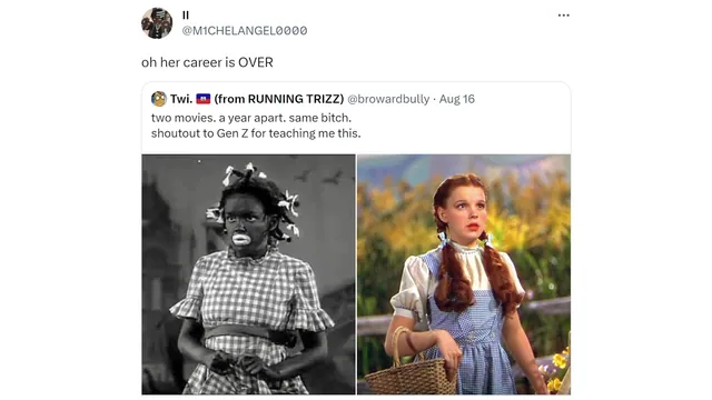 Judy Garland "Cancelled" / Two Movies, Same Bitch meme card