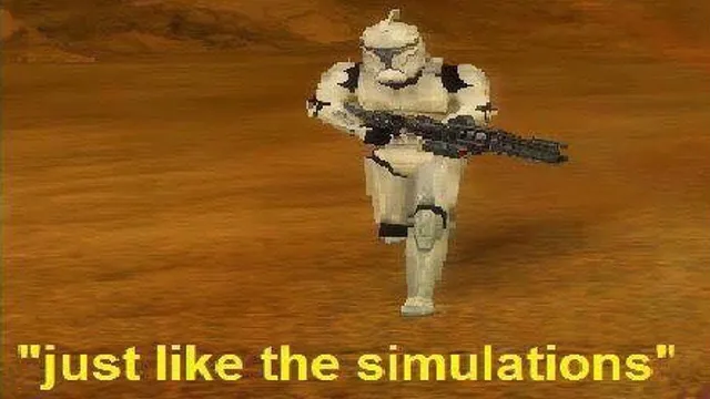 Just Like The Simulations meme card