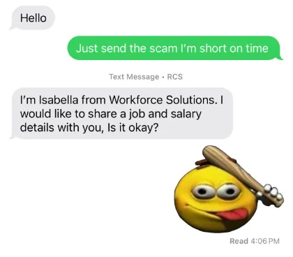 Just Send the Scam Already meme card