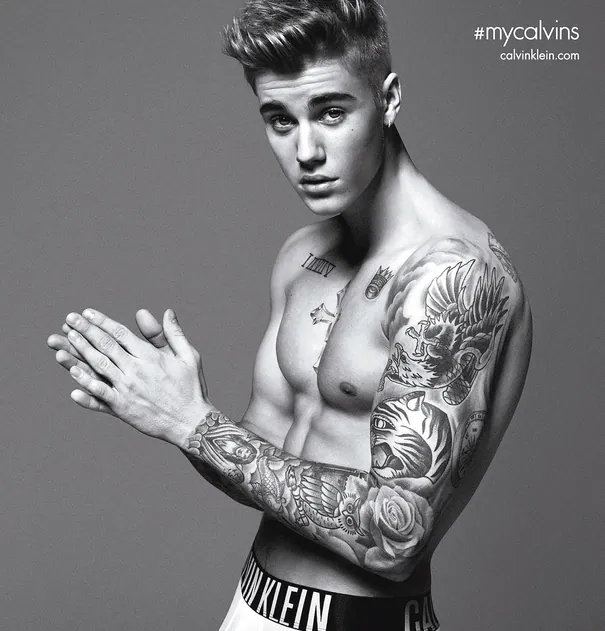 Justin Bieber's Calvin Klein Ads meme card