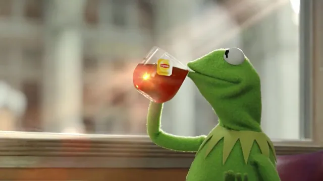 Kermit Sipping Tea / But That's None of My Business meme card