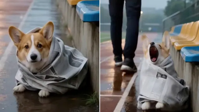 Kicking Corgi AI Video meme card