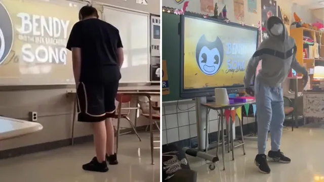 Kid Dances to "Bendy and the Ink Machine" In Class meme card