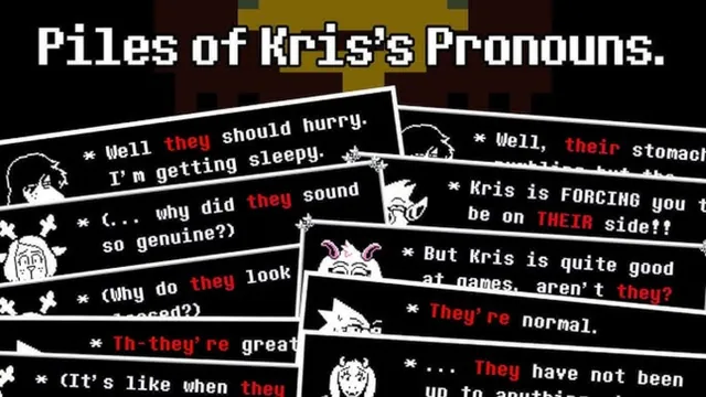 Kris' Pronouns meme card