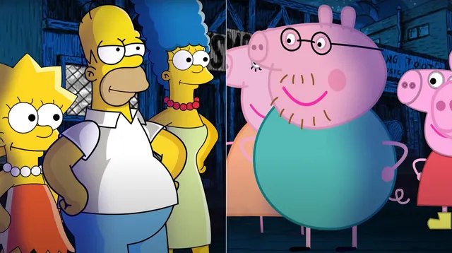 La Familia Simpson vs. La Familia de Peppa Pig meme card